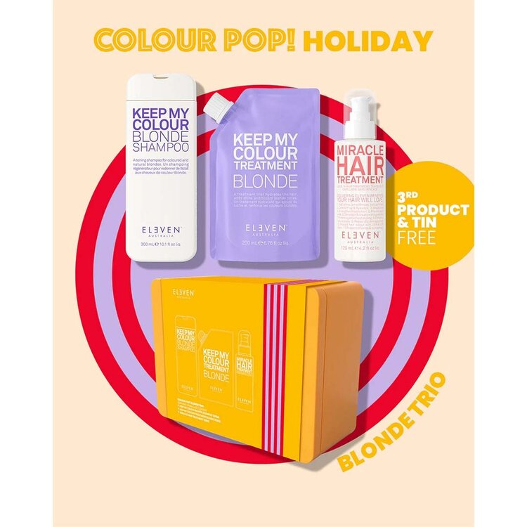 ELEVEN Australia Holiday Sets 2025 | Colour Pop! | Blonde Trio – Brightening & toning set for fresh, luminous blondes