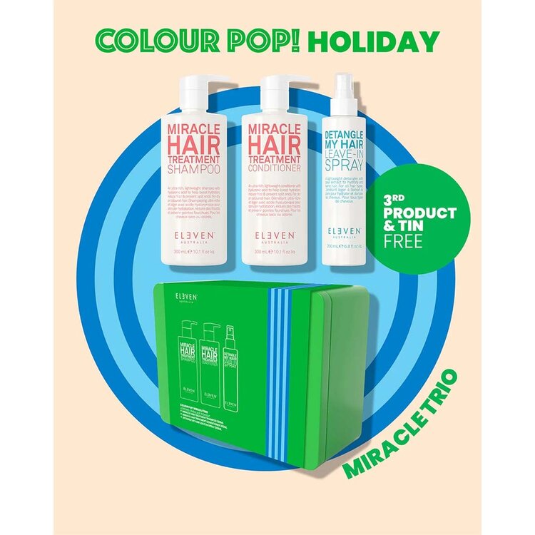 ELEVEN Australia Colour Pop! | Miracle Trio | Holidays Set 2025 – Hydrating & Detangling Set for Soft, Glossy Hair