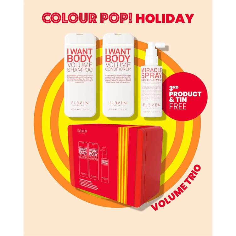 ELEVEN Australia Colour Pop! | Trio Volume | Coffret Fêtes 2025 – Coffret Densité & Corps Pour Un Volume Aérien