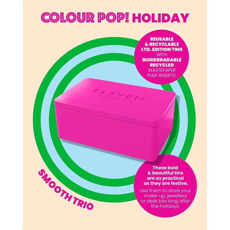 ELEVEN Australia Colour Pop! | Trio Lissant | Coffret Fêtes 2025 – Coffret Hydratant et Disciplinant Pour Cheveux Doux et Brillants