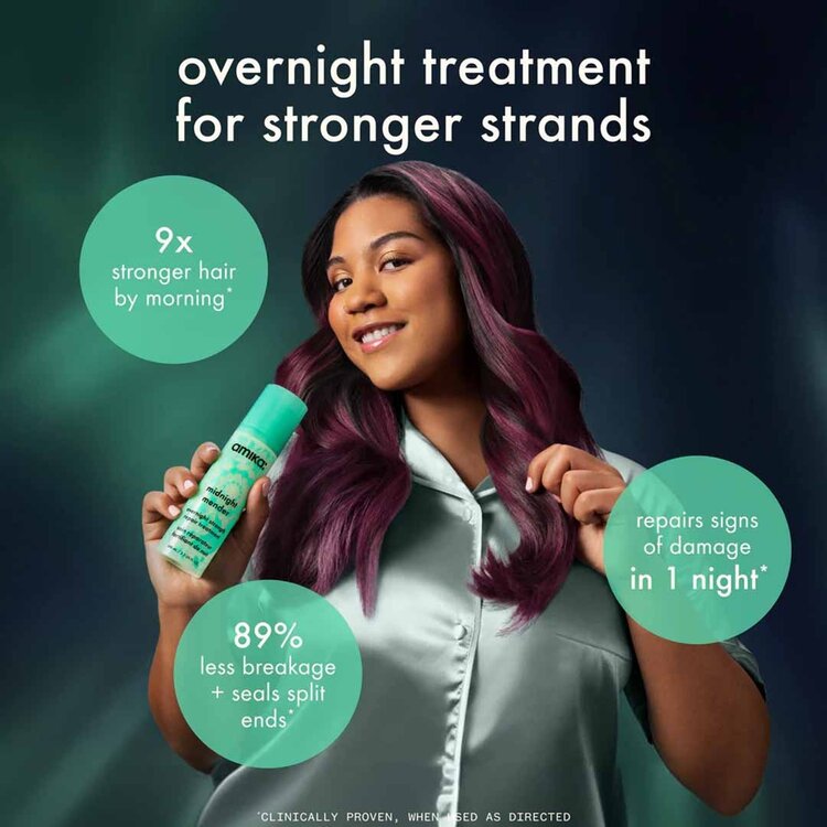 amika: Midnight Mender | Overnight Strength Repair Treatment (100 ml / 3.3 oz) – Repairs, Strengthens and Smooths While You Sleep
