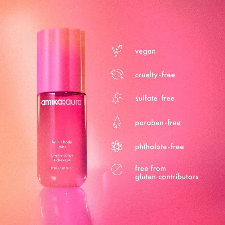 amika: Aura | Hair + Body Mist (90 ml / 3 oz) – Sheer, Fresh and Buildable Scent For Skin and Hair