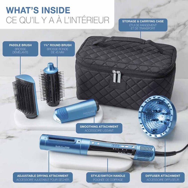 BABYLISSPRO Nano Titanium | Séchoir Multi-Coiffant Ionique 5 en 1 – Séchage Rapide, Volume et Contrôle Des Frisottis Avec 5 Embouts Polyvalents