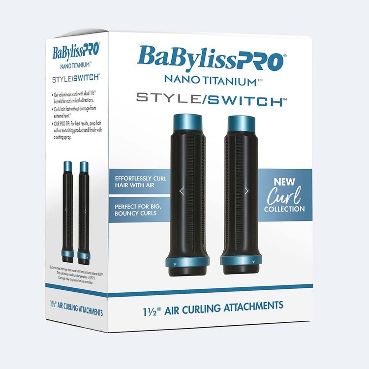 BABYLISSPRO Nano Titanium | Style/Switch | 1½'' Air Curler Attachments – Large Curls and Airy Volume With The Air Styler