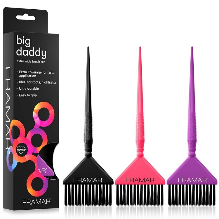 FRAMAR Big Daddy | Set of 3 Larges Coloring Brushes | Core Collection – Fast, even application for color and treatments