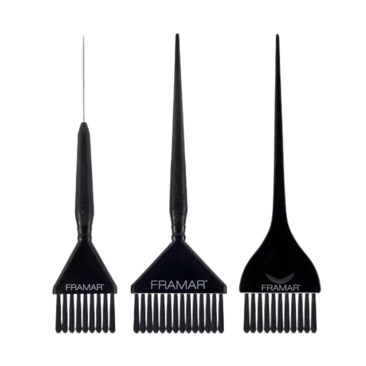 FRAMAR Family Pack | Set of 3 Coloring Brushes | (Blacks) Core Collection – Versatile brush trio for color and treatments