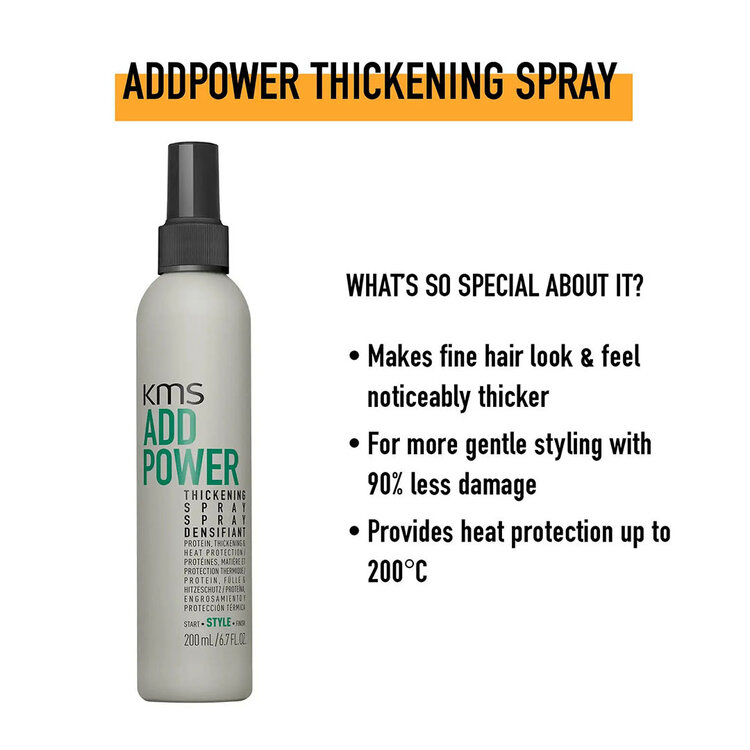 KMS ***Addpower | Spray Densifiant (200ml/6.7oz) – Donne densité et tenue souple aux cheveux fins