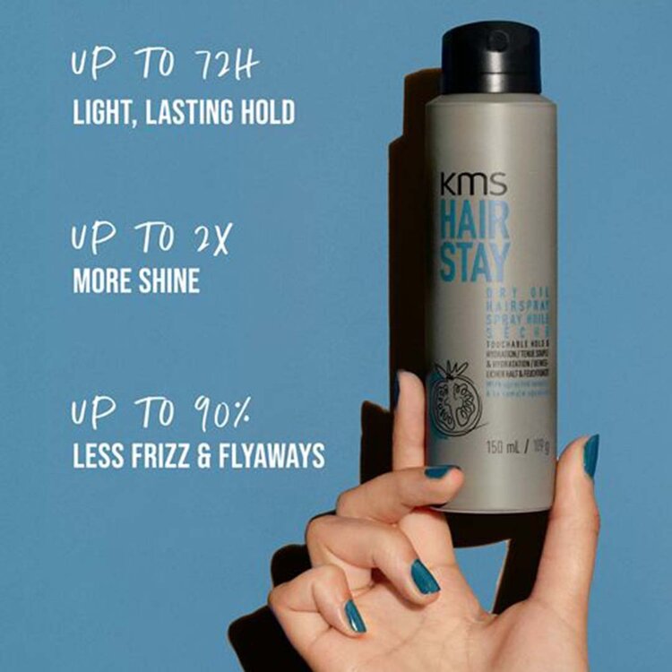 KMS Hairstay | Spray Huile Sèche – Fini brillant léger sans alourdir