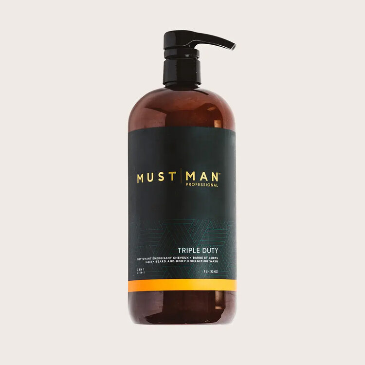 MUST | MAN Professional Triple Duty | Nettoyant Énergisant 3 en 1 Cheveux Barbe et Corps – Cheveux, barbe et corps en un seul geste