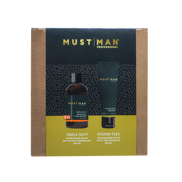 MUST | MAN Professional Wash & Style Duo | Power Flex — Holiday Set 2025 – Energizing wash + texturizing paste