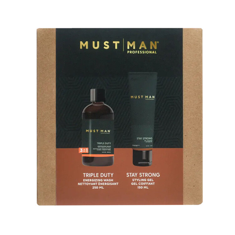 MUST | MAN Proffessional Wash & Style Duo | Stay Strong — Holiday Set 2025 – Energizing wash + strong hold gel