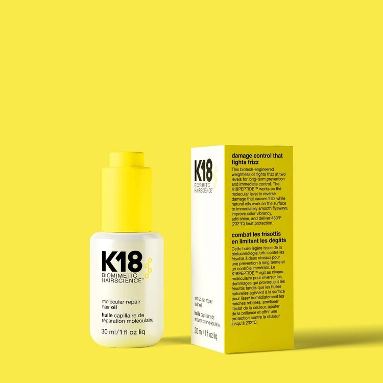K18 Biomimetic Hairscience Molecular Repair Hair Oil – Lightweight anti-frizz repairing oil