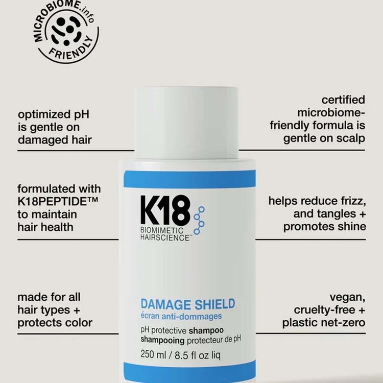 K18 Biomimetic Hairscience Damage Shield | Shampooing Protecteur de pH – Nettoyant doux protecteur anti-dommages