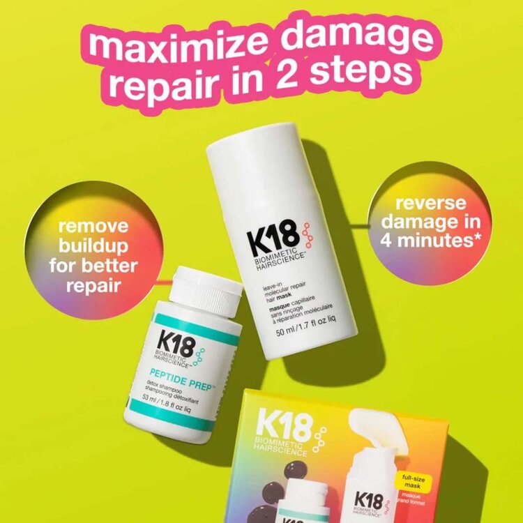 K18 Biomimetic Hairscience Duo de Réparation Maison | Coffret Découverte 2025 – Routine detox + réparation à la maison