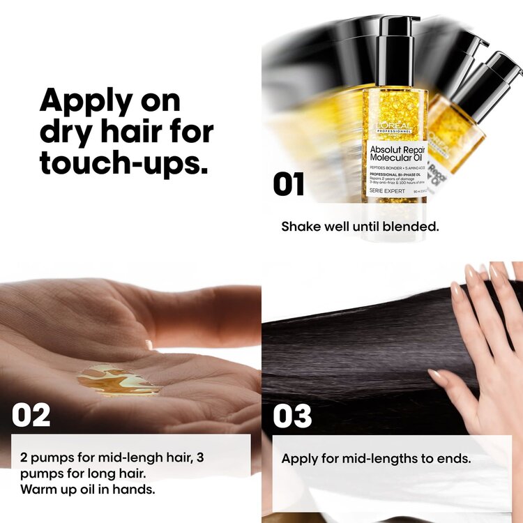 L'ORÉAL PROFESSIONNEL Serie Expert | Absolut Repair Molecular | Bi-Phase Oil – Lightweight shine and frizz control