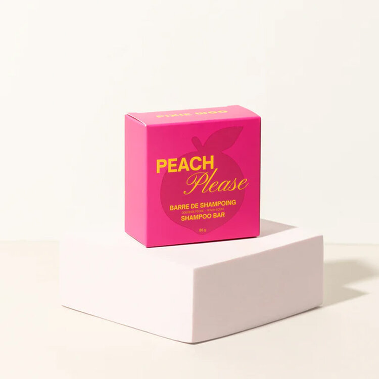 PIXIE WOO Peach Please — Shampooing en Barre (65g) – Shampooing solide doux à la pêche
