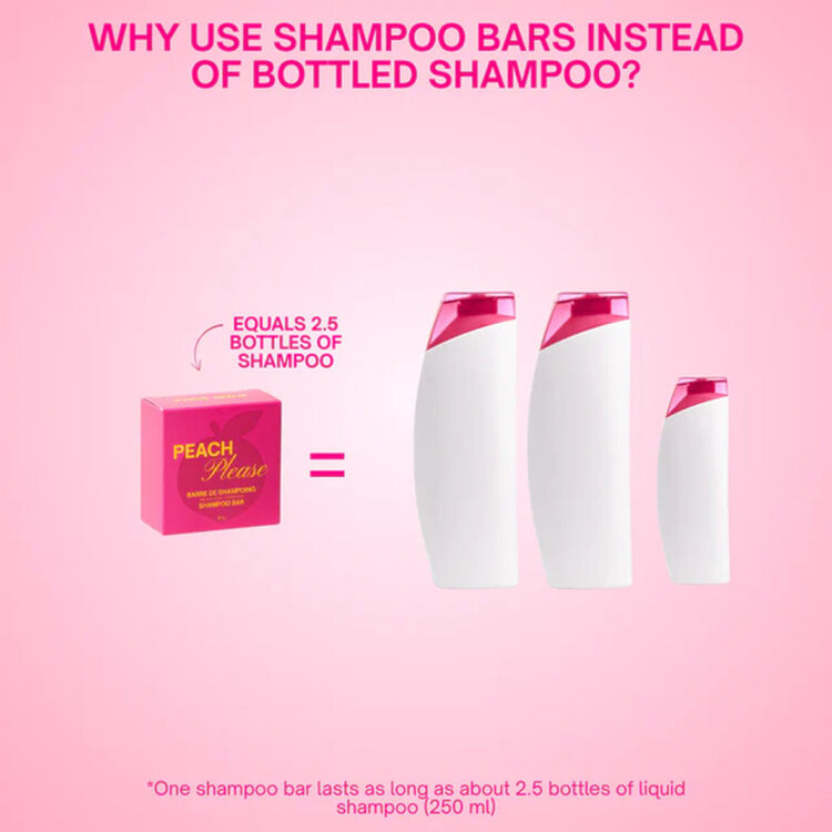 PIXIE WOO Peach Please — Shampooing en Barre (65g) – Shampooing solide doux à la pêche