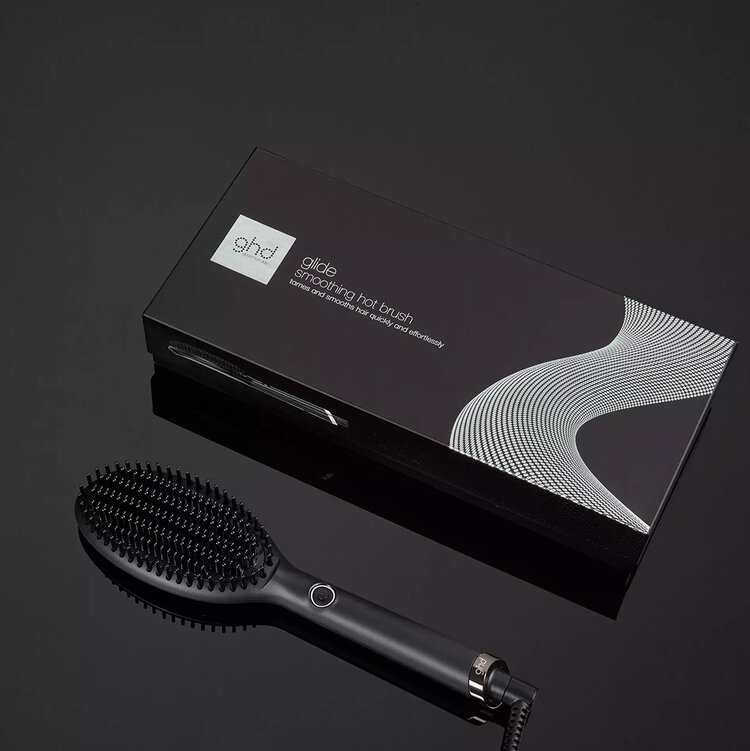 GHD Good Hair Day Glide | Smoothing Hot Brush (Black) - Quick Smoothing & Frizz Control