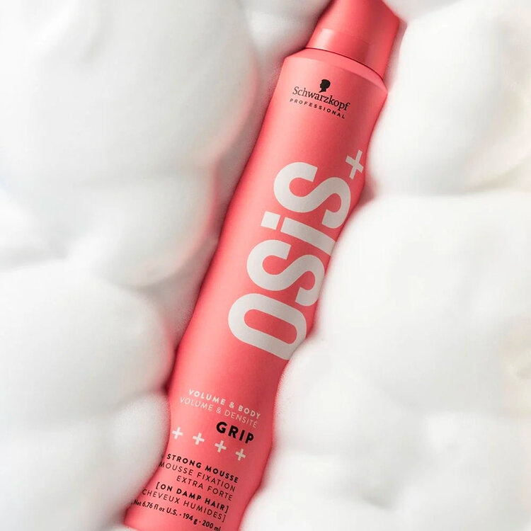 SCHWARZKOPF OSIS+ Grip | Extra Strong Mousse (200 ml / 154 g / 6.76 oz) - Extra Strong Hold With Lasting Volume
