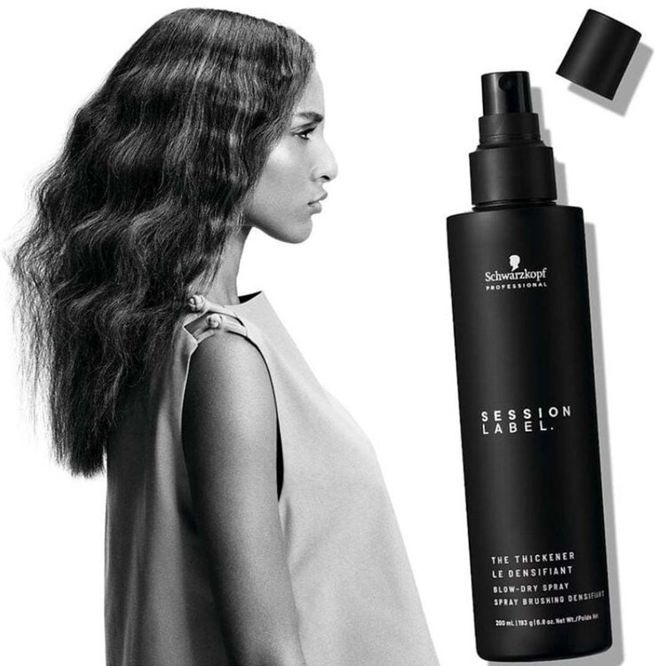 SCHWARZKOPF Session Label | The Thickener — Blow-Dry Spray (200ml/193g/6.8oz) - Blow-dry spray that adds body, volume and flexible hold without weight