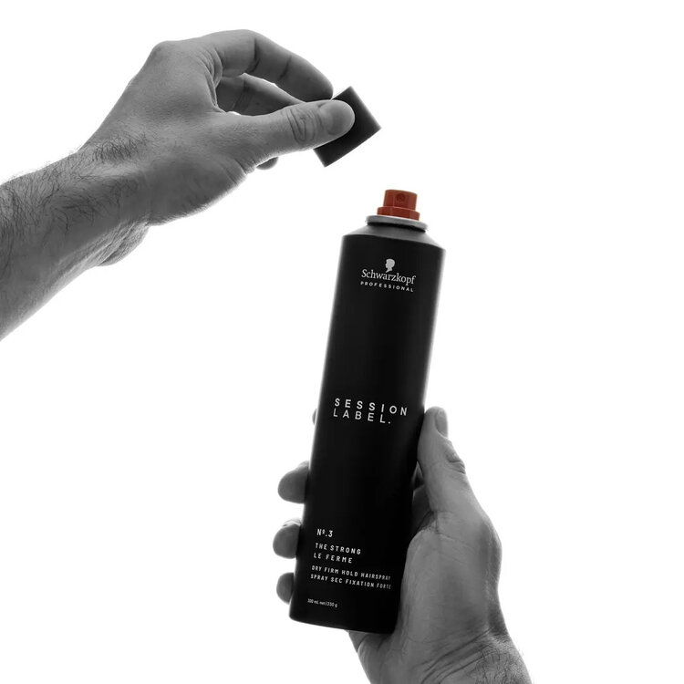 SCHWARZKOPF Session Label | N°.3 Le Ferme — Spray Sec Fixation Forte - Fixation ferme, contrôle durable et fini propre sans effet cartonné