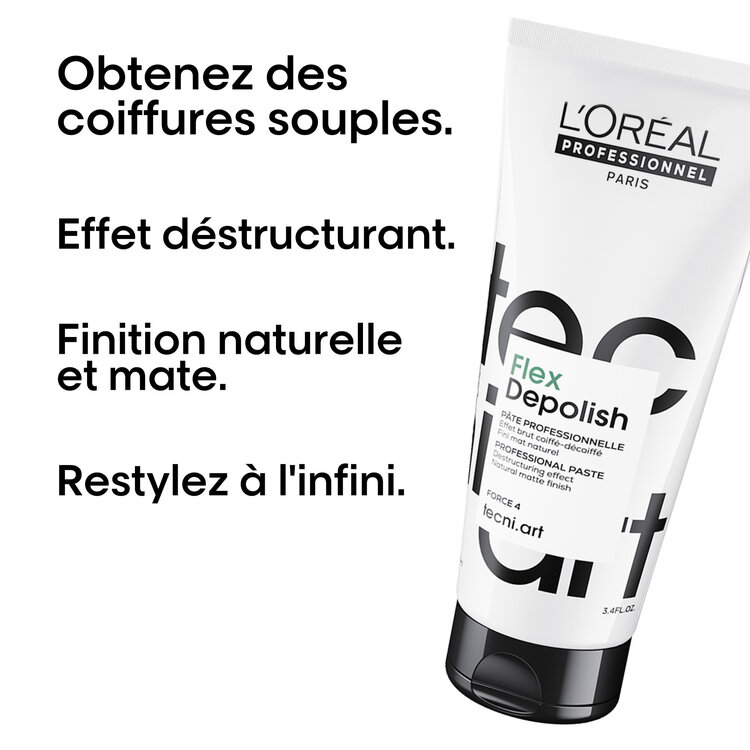 L'ORÉAL PROFESSIONNEL Tecni.Art | Flex Depolish Pâte Effet Brut (100 ml / 3.4 oz) – Finition matte et effet coiffé-décoiffé