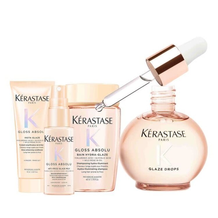 KÉRASTASE Hair Routine | Gloss Absolu | Shine Care Set Travel Sizes & Glaze Drops – Gloss-enhancing set for color-treated hair