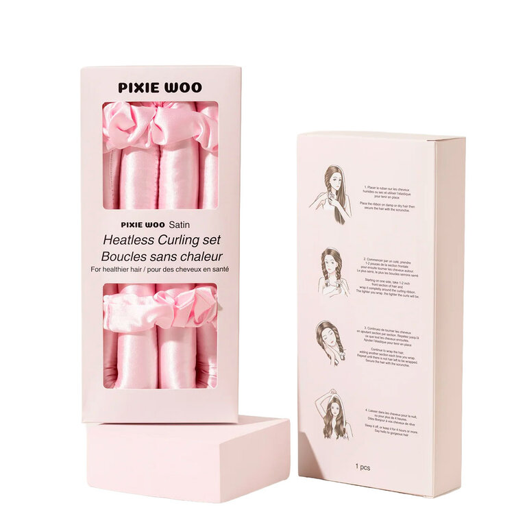PIXIE WOO Heatless Curling Set - Soft, Bouncy Curls Without Heat