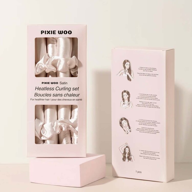 PIXIE WOO Heatless Curling Set - Soft, Bouncy Curls Without Heat