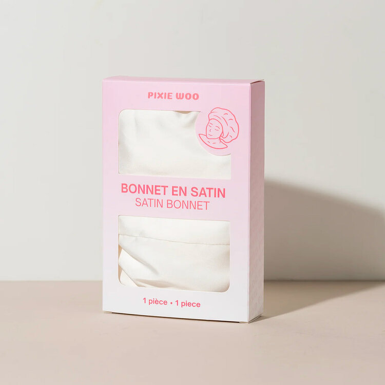 PIXIE WOO Satin Bonnet - Overnight Anti-Frizz Hair Protection