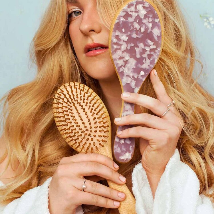 PIXIE WOO Eco-Friendly Bamboo Hair Brush – gently detangles and cares for your hair and the planet