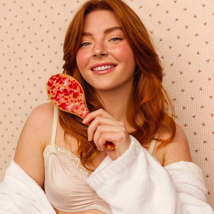 PIXIE WOO Eco-Friendly Bamboo Hair Brush – gently detangles and cares for your hair and the planet