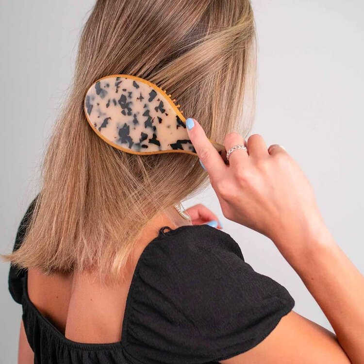 PIXIE WOO Eco-Friendly Bamboo Hair Brush – gently detangles and cares for your hair and the planet