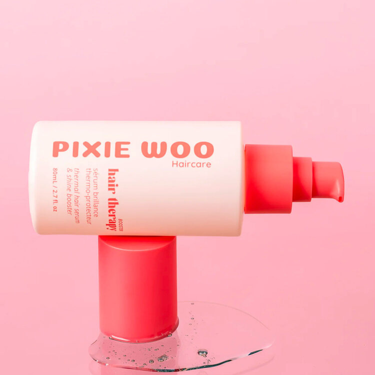 PIXIE WOO Booster Hair Therapy | Heat Protectant Shine Serum – protects against heat while adding brilliant shine