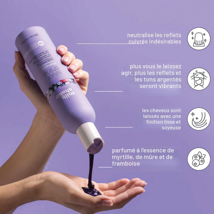 MILK_SHAKE Silver Shine | Shampooing Cheveux Blonds ou Gris – Neutralise les reflets jaunes et illumine