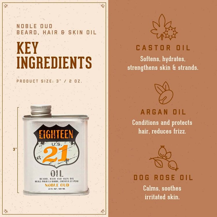 18.21 MAN MADE Noble Oud | Huile Barbe, Cheveux et Corps – Nutrition Légère et Hydratation Premium