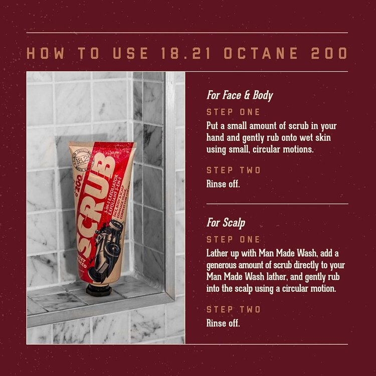 18.21 MAN MADE Octane 200 | Sweet Tobacco Scrub - 3-in-1 Face, Body & Scalp Exfoliator
