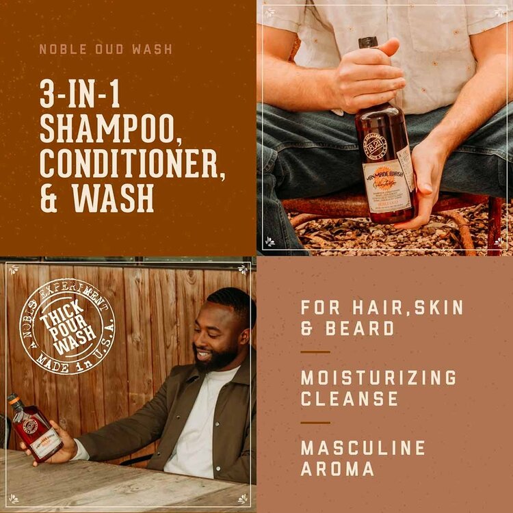 18.21 MAN MADE Noble Oud | Wash Barbe, Cheveux et Corps – Shampooing et Revitalisant 3-en-1