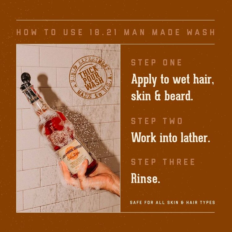 18.21 MAN MADE Noble Oud | Beard, Hair & Body Wash – 3-in-1 Shampoo and Conditioner