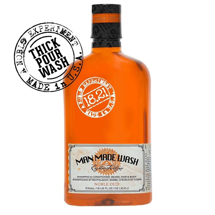 18.21 MAN MADE Noble Oud | Wash Barbe, Cheveux et Corps – Shampooing et Revitalisant 3-en-1