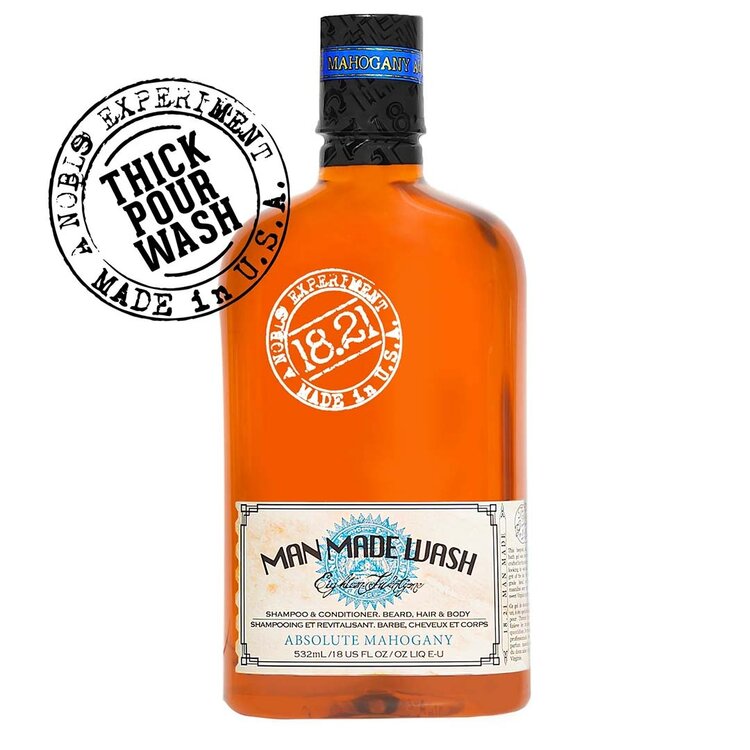 18.21 MAN MADE Absolute Mahogany | Wash Barbe, Cheveux et Corps – Shampooing et Revitalisant 3-en-1