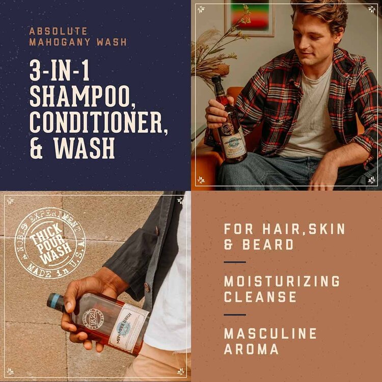 18.21 MAN MADE Absolute Mahogany | Beard, Hair & Body Wash – 3-in-1 Shampoo and Conditioner by 18.21 Man Made
