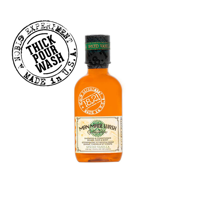 18.21 MAN MADE Spiced Vanilla | Wash Barbe, Cheveux et Corps – Shampooing et Revitalisant 3-en-1