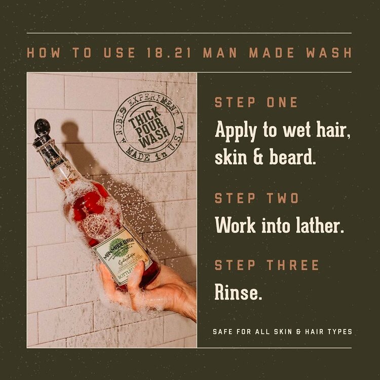 18.21 MAN MADE Spiced Vanilla | Wash Barbe, Cheveux et Corps – Shampooing et Revitalisant 3-en-1