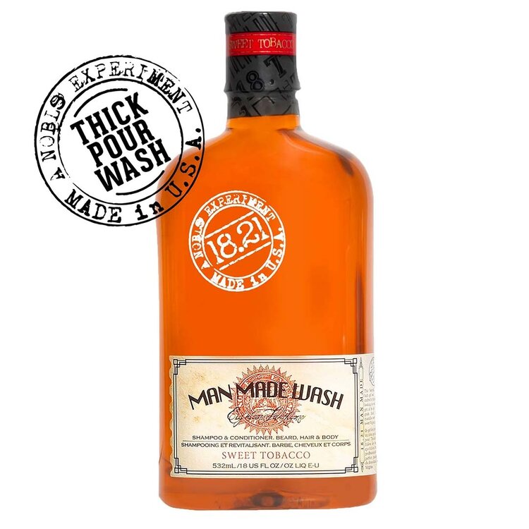 18.21 MAN MADE Sweet Tobacco | Wash Barbe, Cheveux et Corps – Shampooing et Revitalisant 3-en-1
