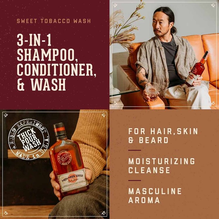 18.21 MAN MADE Sweet Tobacco | Beard, Hair & Body Wash – 3-in-1 Shampoo and Conditioner by 18.21 Man Made