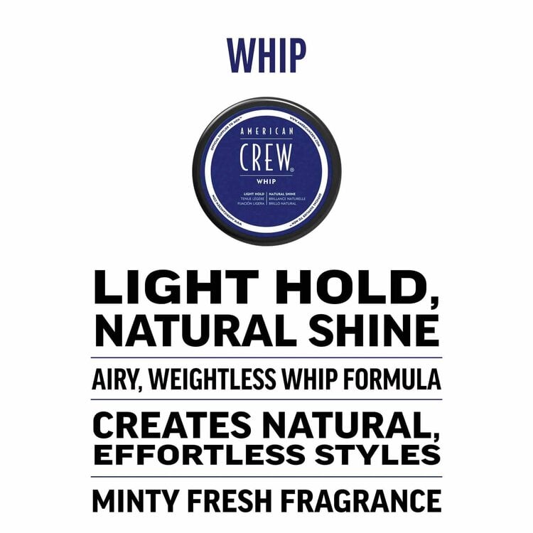 AMERICAN CREW Whip | Tenue Légère Brillance Naturelle – Crème fouettée texturisante à effet naturel
