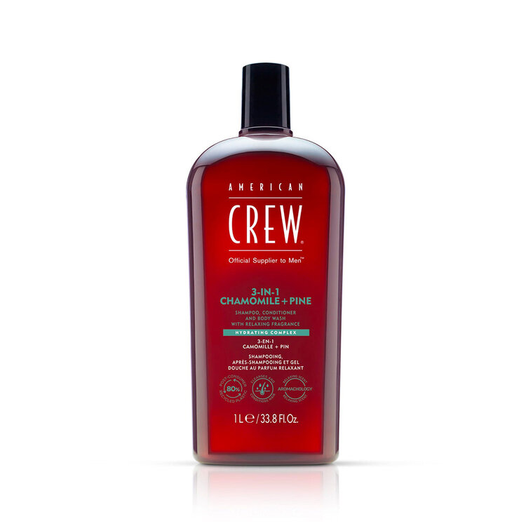 AMERICAN CREW 3-En-1 | Camomille + Pin – Shampooing, Revitalisant et Gel Douche