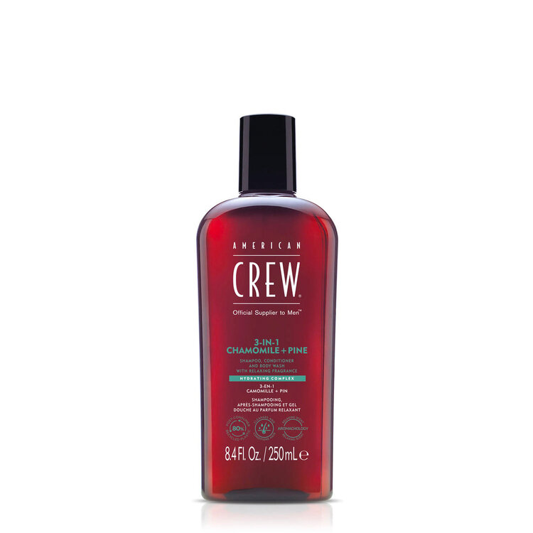 AMERICAN CREW 3-En-1 | Camomille + Pin – Shampooing, Revitalisant et Gel Douche