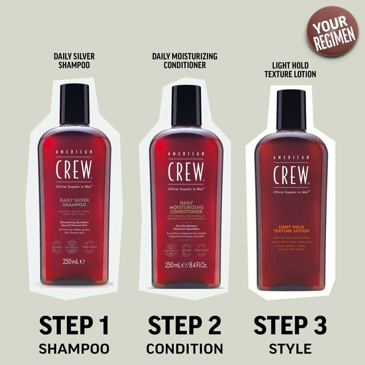 AMERICAN CREW Daily Silver Shampoo – Yellow Tone Neutralization and Grey Hair Brightening